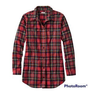 L. L. Bean Women's Scotch Plaid Flannel Shirt, Tunic - XL